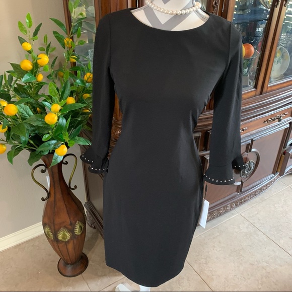 Calvin Klein Dresses & Skirts - Calvin Klein black bell sleeve sheath dress size 4